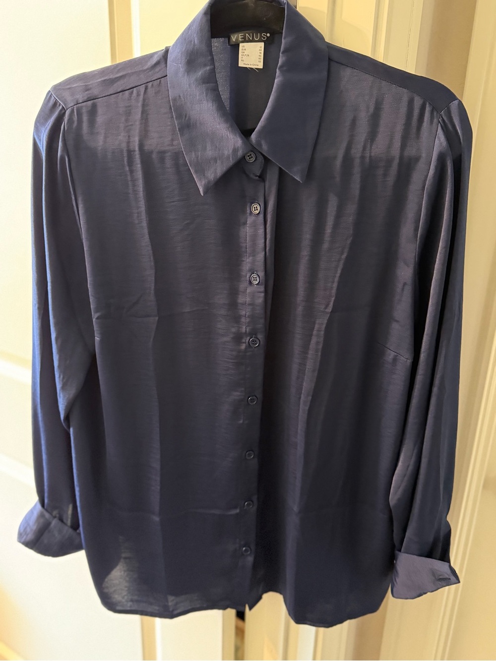 Venus Women's Navy Blue Button-Up Shirt